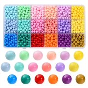 DIY perlesæt. 6 mm akryl perler i 18 farver. 1450 stk.